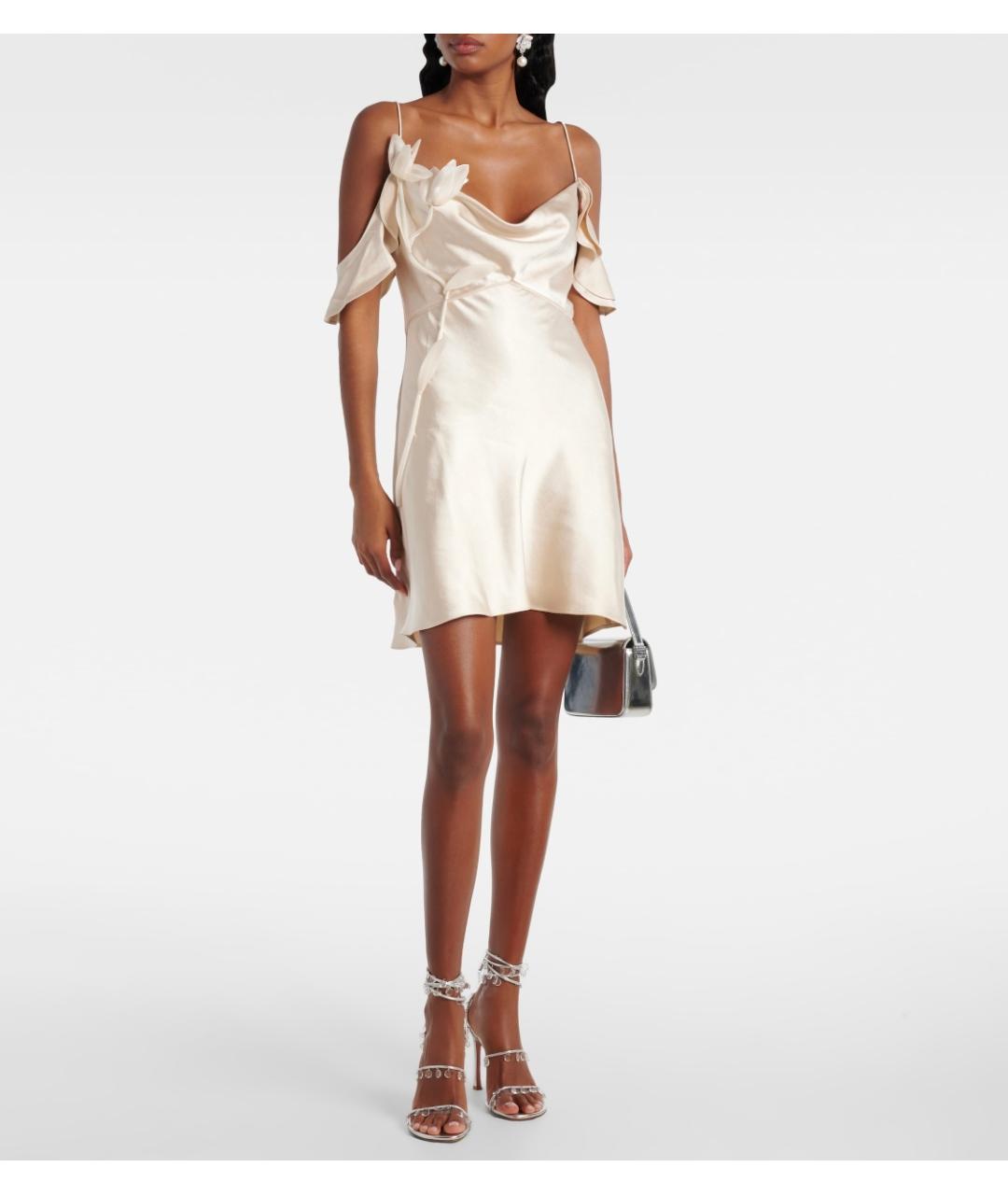 SELF-PORTRAIT Бежевое полиэстеровое коктейльное платье, фото 2