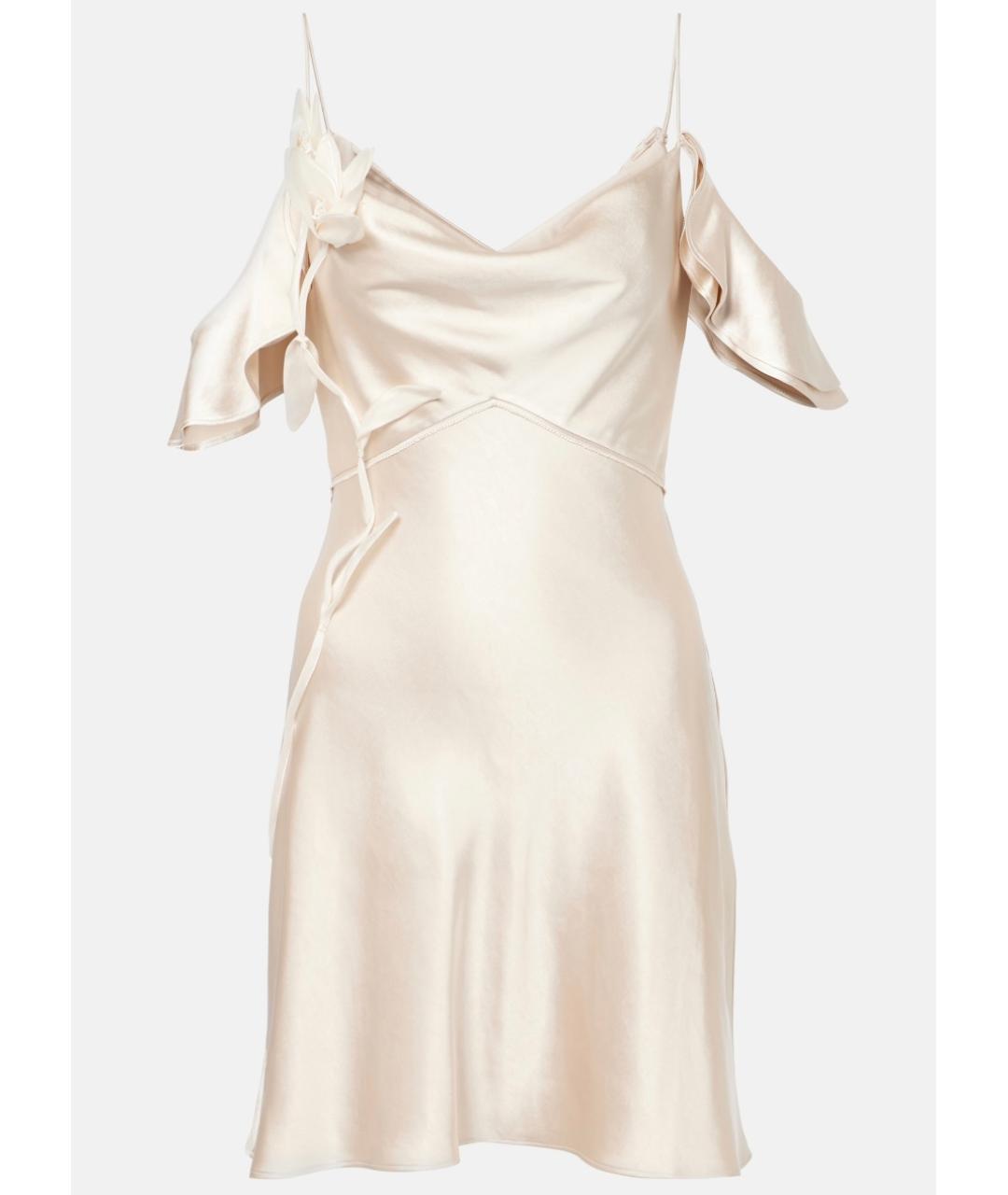 SELF-PORTRAIT Бежевое полиэстеровое коктейльное платье, фото 6
