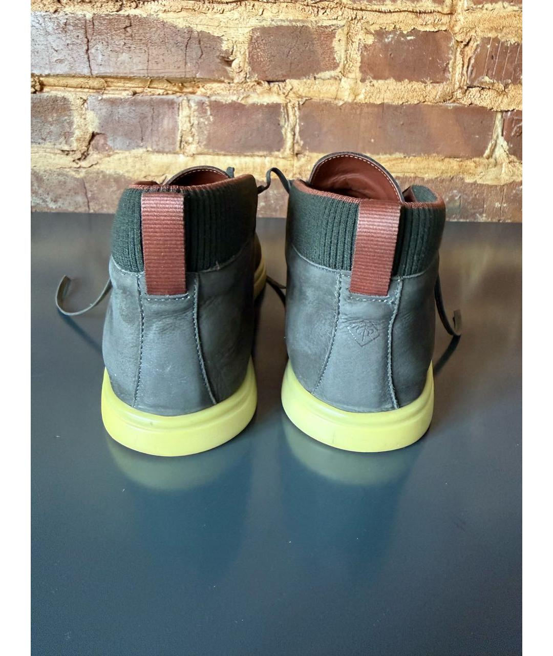 LORO PIANA Коричневые нубуковые низкие ботинки, фото 4