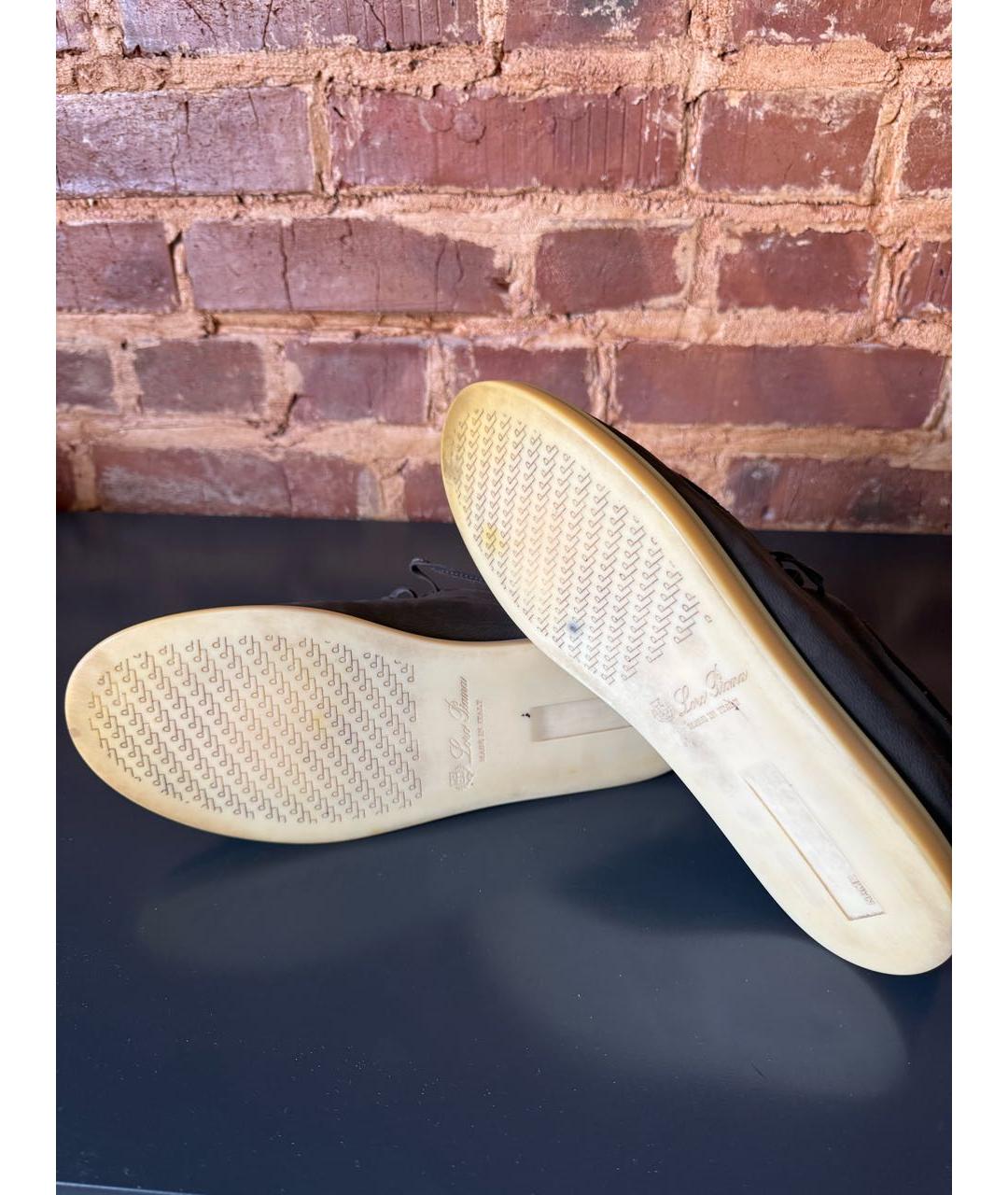 LORO PIANA Коричневые нубуковые низкие ботинки, фото 8