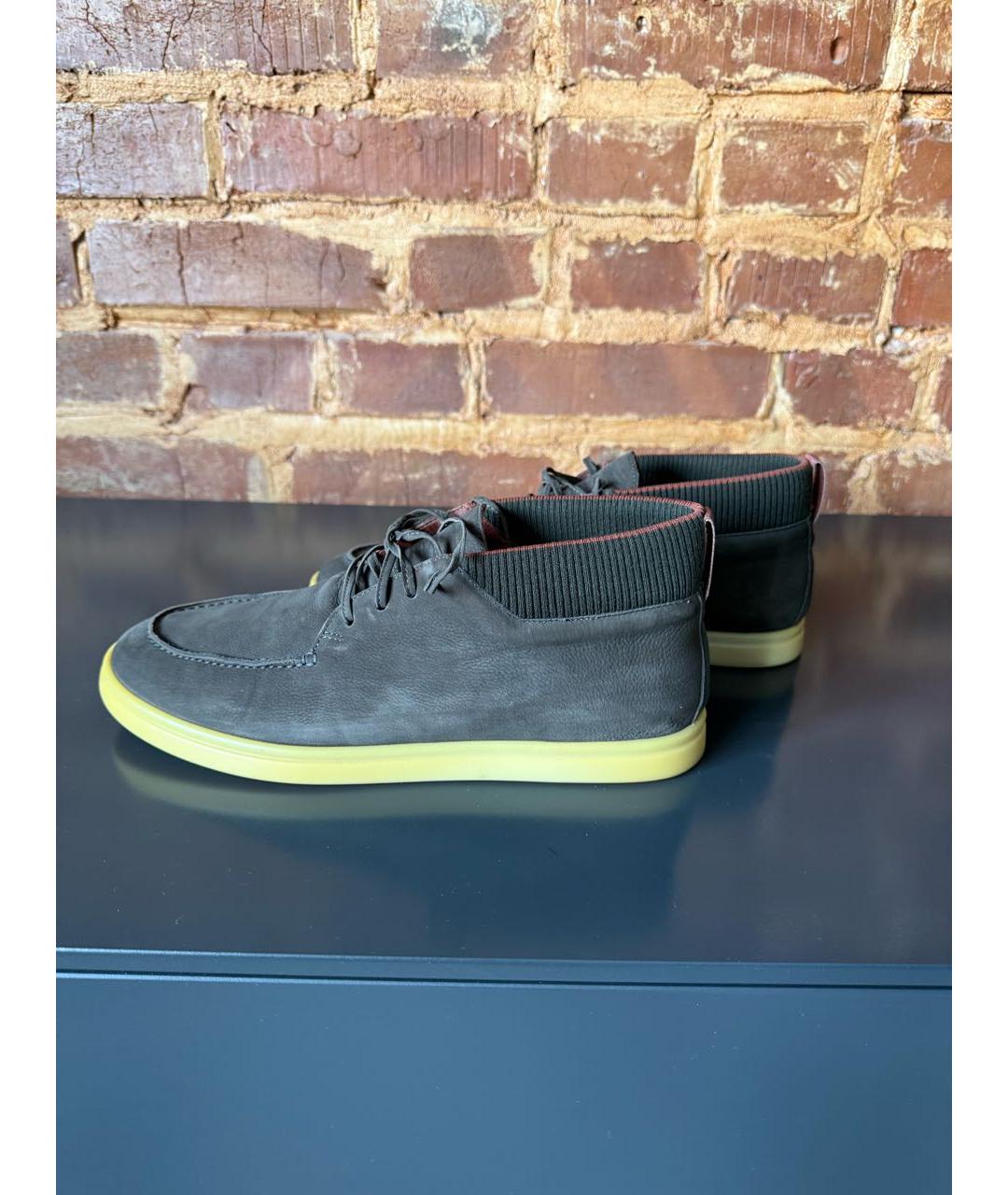 LORO PIANA Коричневые нубуковые низкие ботинки, фото 9