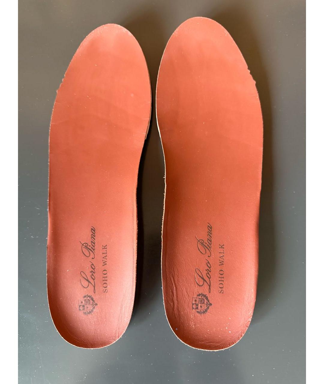 LORO PIANA Коричневые нубуковые низкие ботинки, фото 5