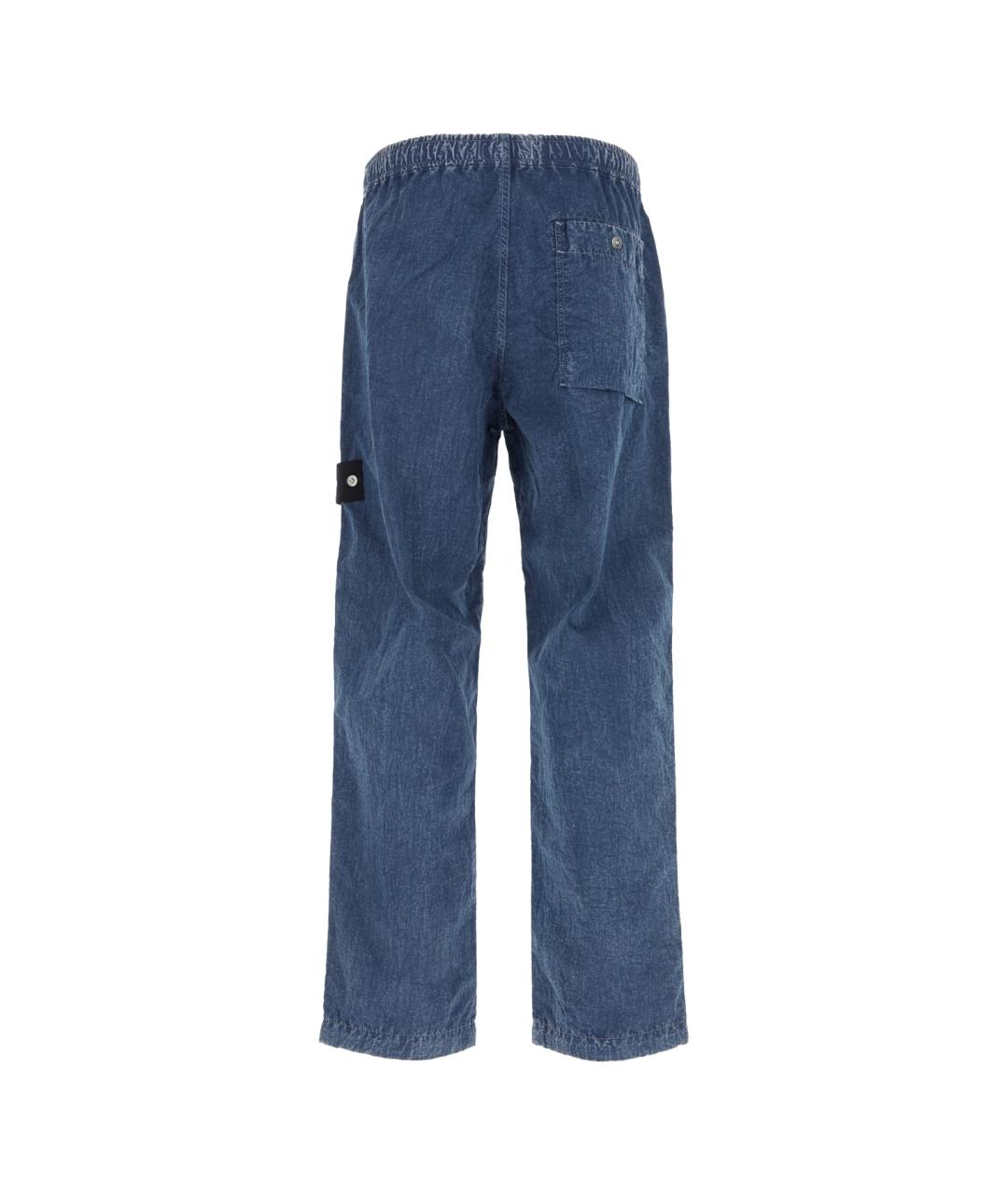 STONE ISLAND Синие полиамидовые повседневные брюки, фото 2