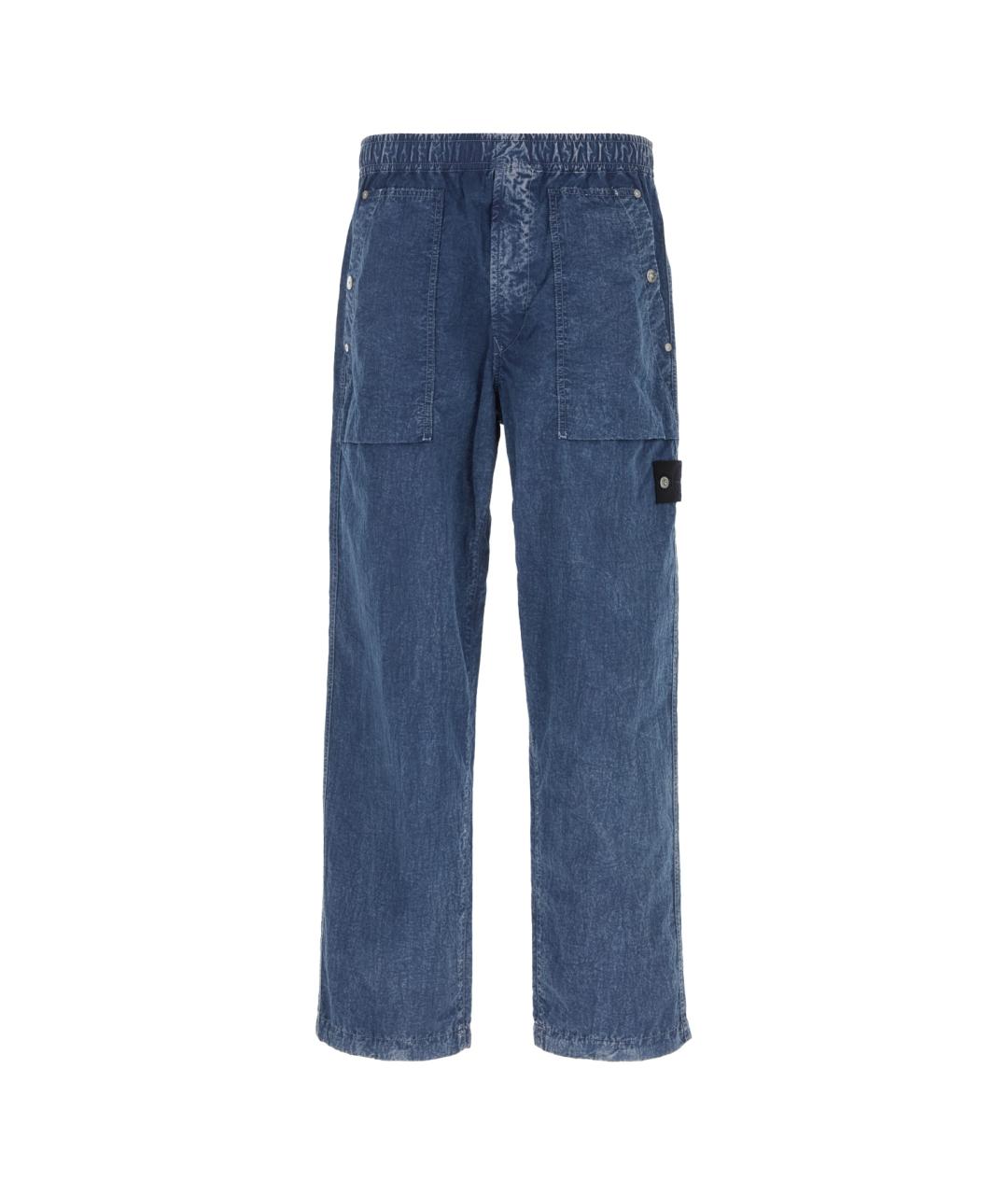 STONE ISLAND Синие полиамидовые повседневные брюки, фото 1