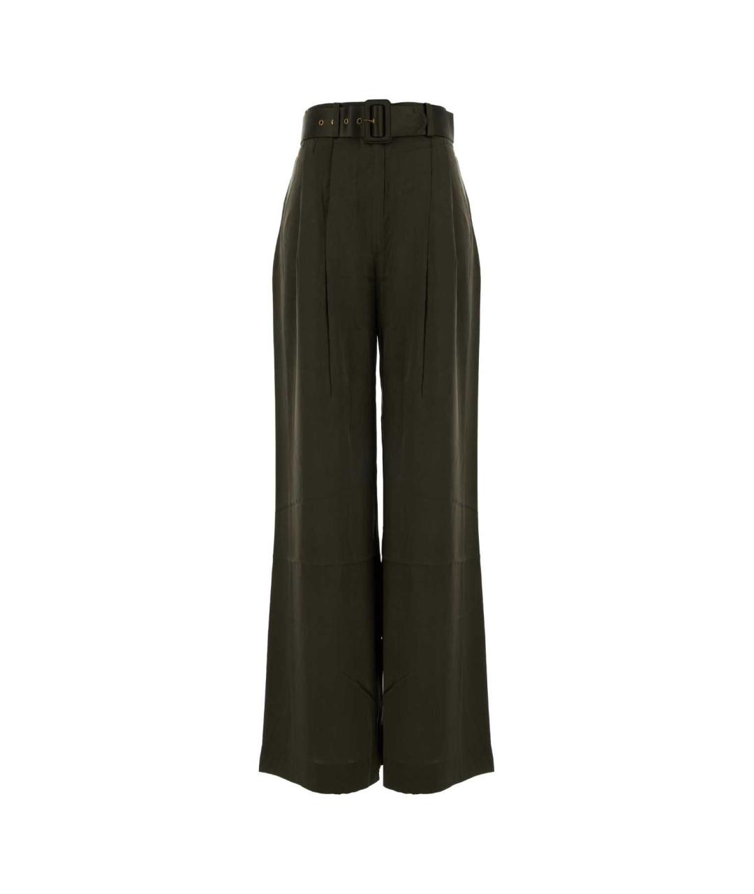 ZIMMERMANN Зеленые шелковые прямые брюки, фото 1