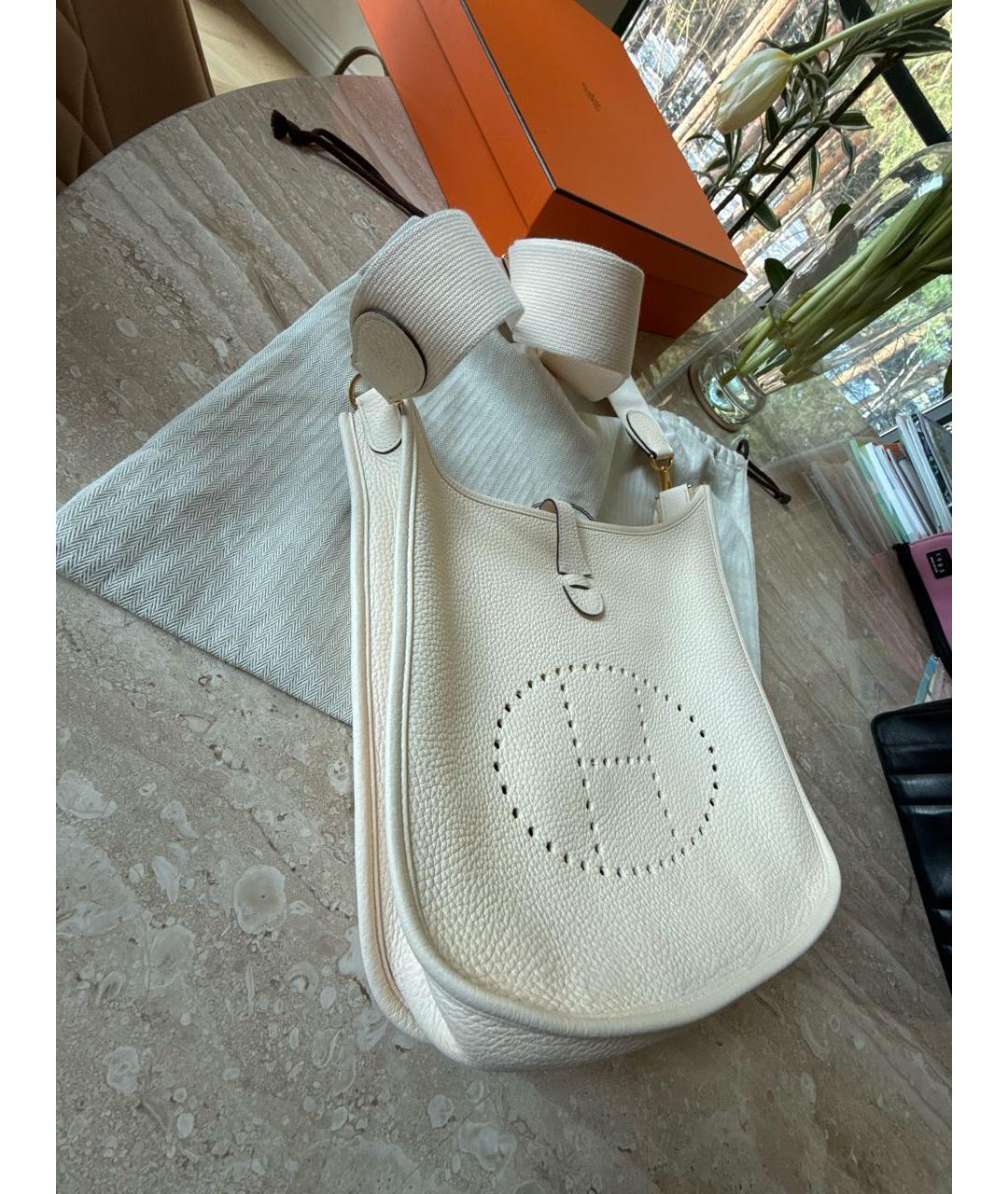 HERMES Белая кожаная сумка через плечо, фото 2