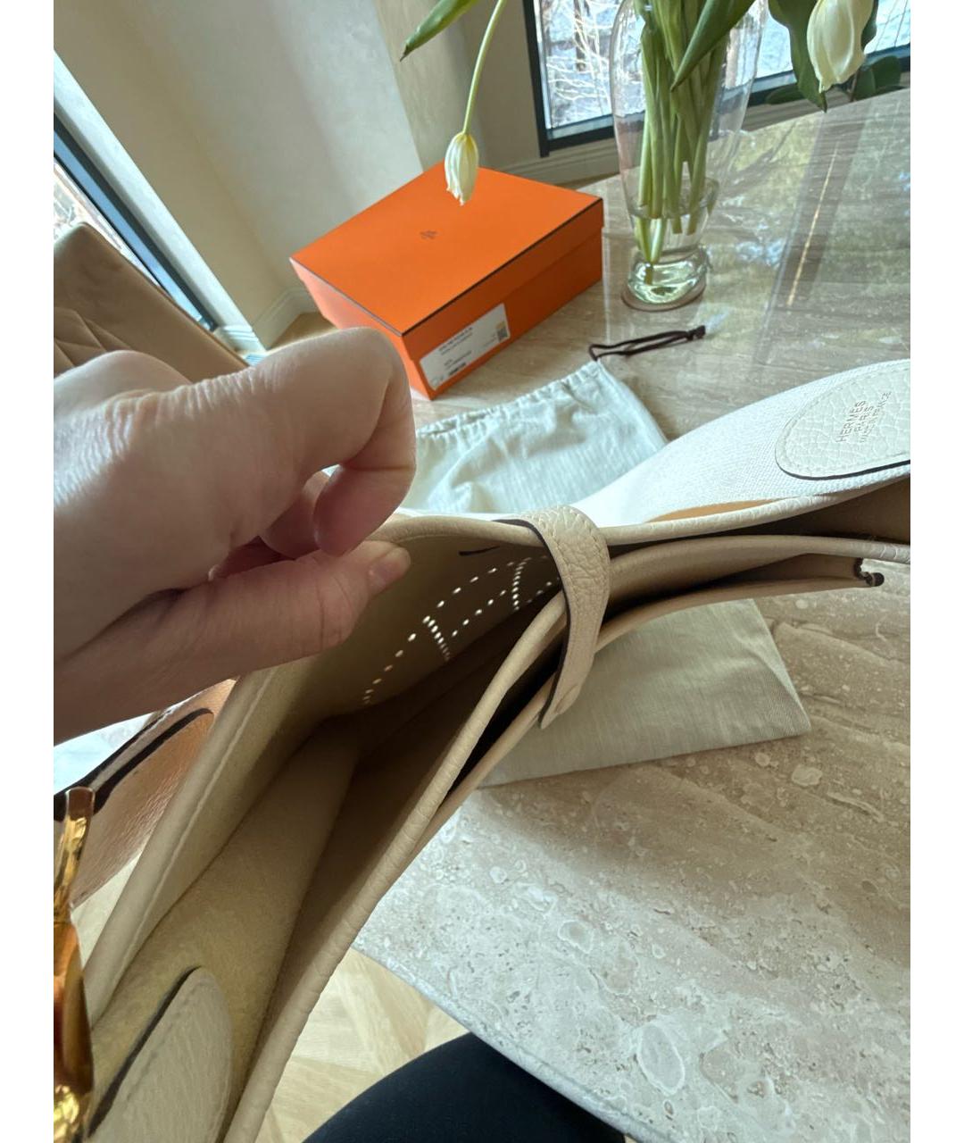 HERMES Белая кожаная сумка через плечо, фото 4