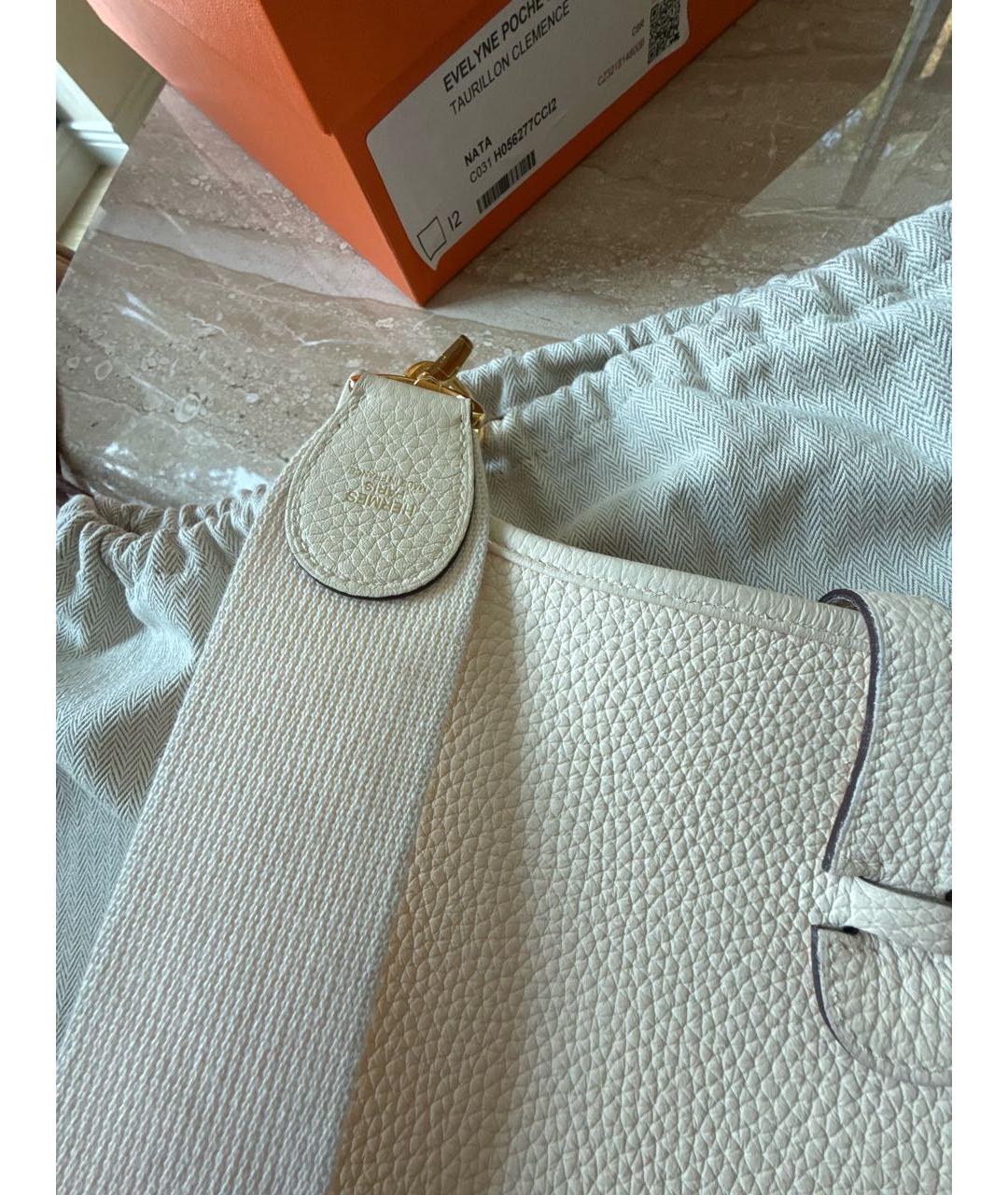 HERMES Белая кожаная сумка через плечо, фото 5