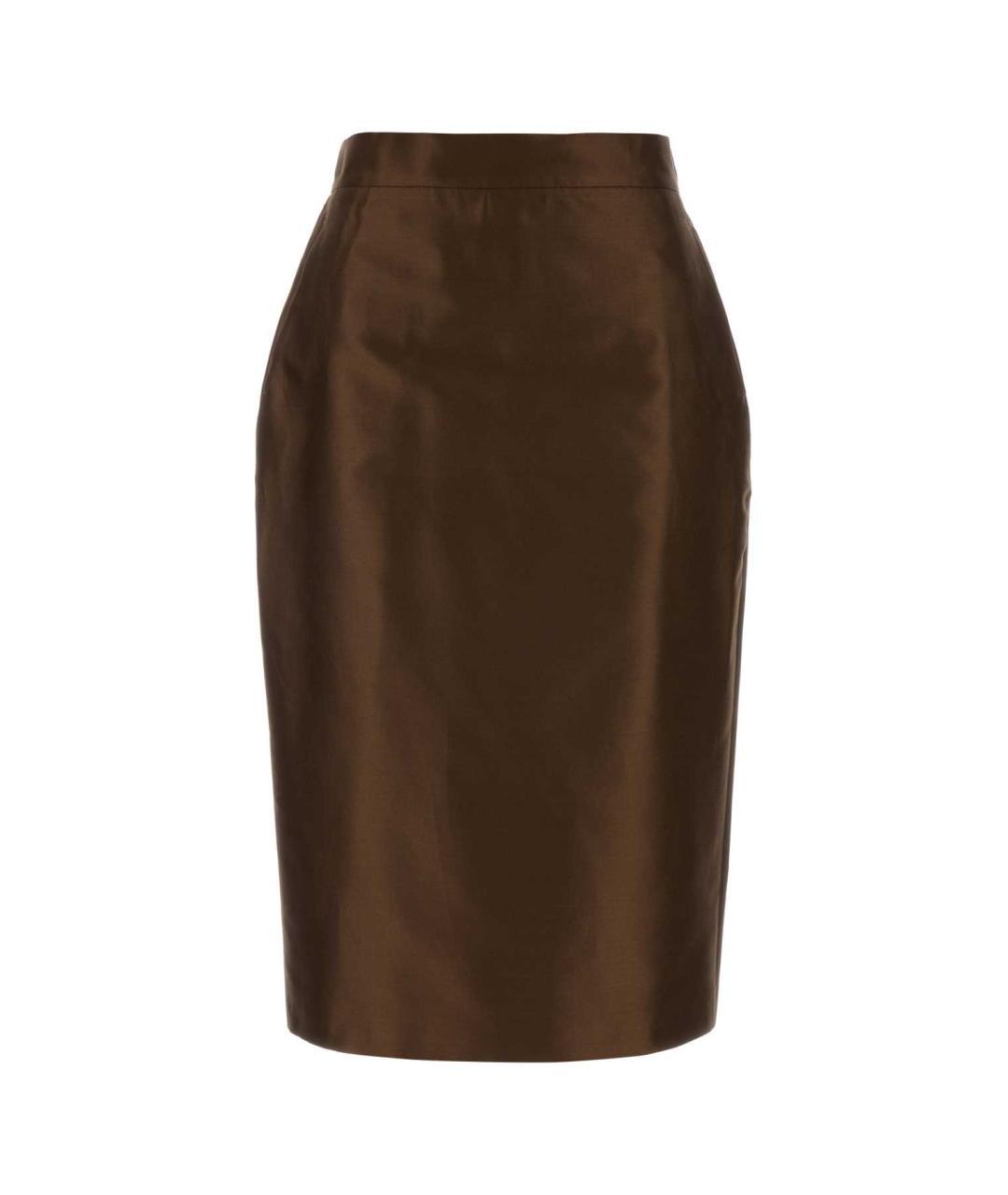 MAX MARA STUDIO Коричневая хлопковая юбка миди, фото 3