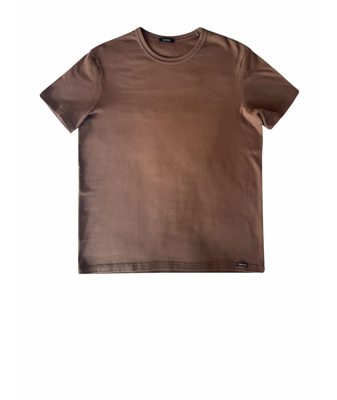 TOM FORD Коричневая хлопко-эластановая футболка, фото 1