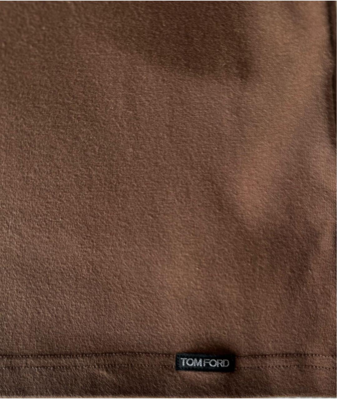 TOM FORD Коричневая хлопко-эластановая футболка, фото 3
