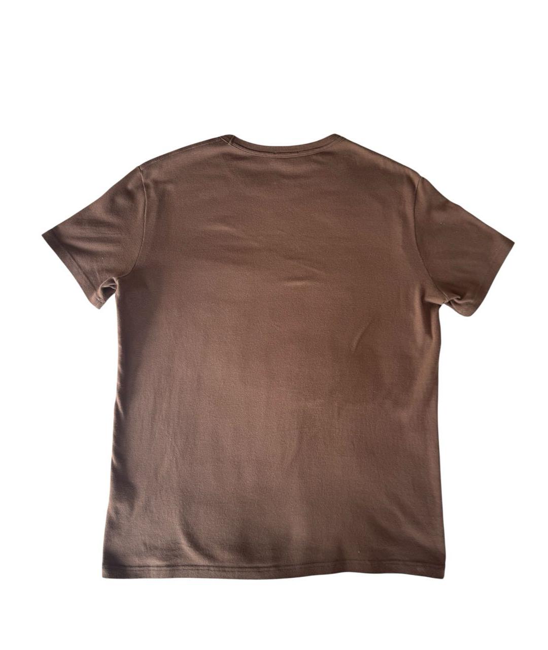 TOM FORD Коричневая хлопко-эластановая футболка, фото 2