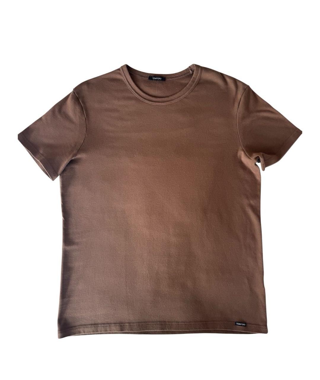 TOM FORD Коричневая хлопко-эластановая футболка, фото 5