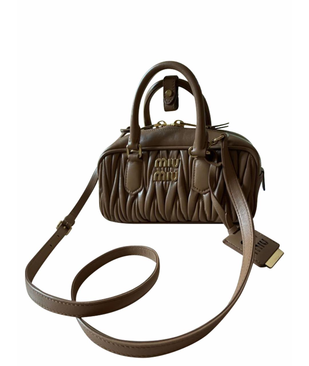MIU MIU Коричневая кожаная сумка через плечо, фото 1