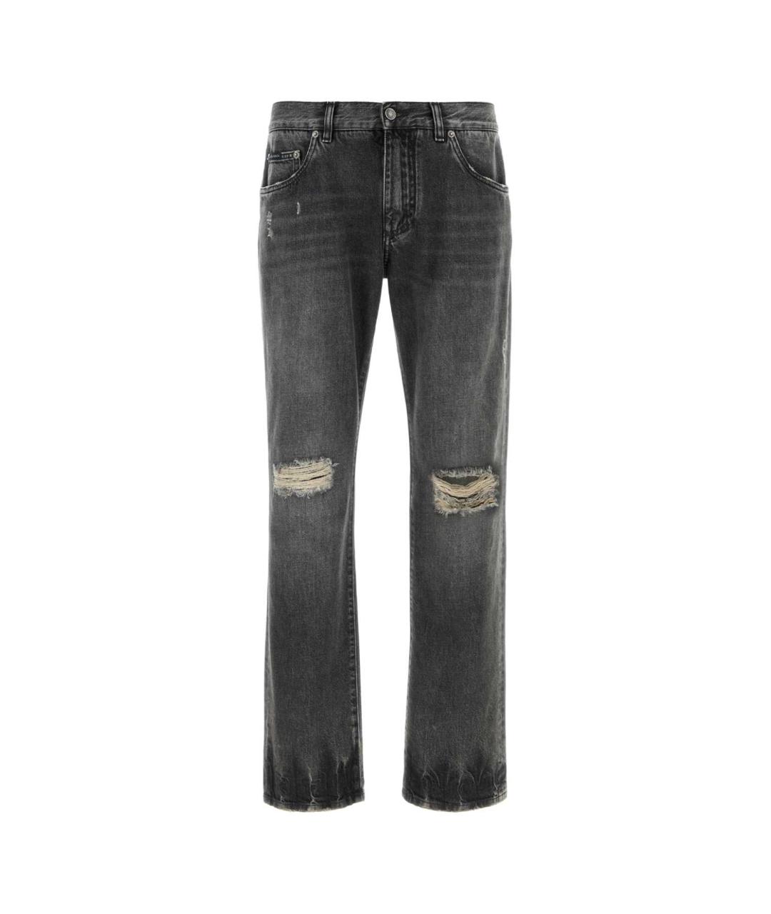 DOLCE&GABBANA Черные хлопковые прямые джинсы, фото 1