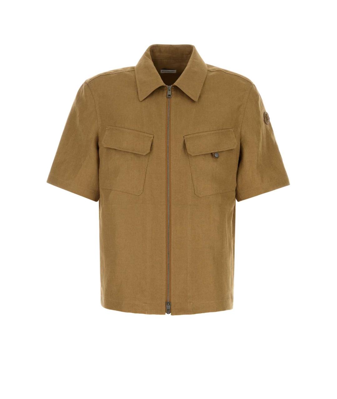 MONCLER Бежевая льняная кэжуал рубашка, фото 1