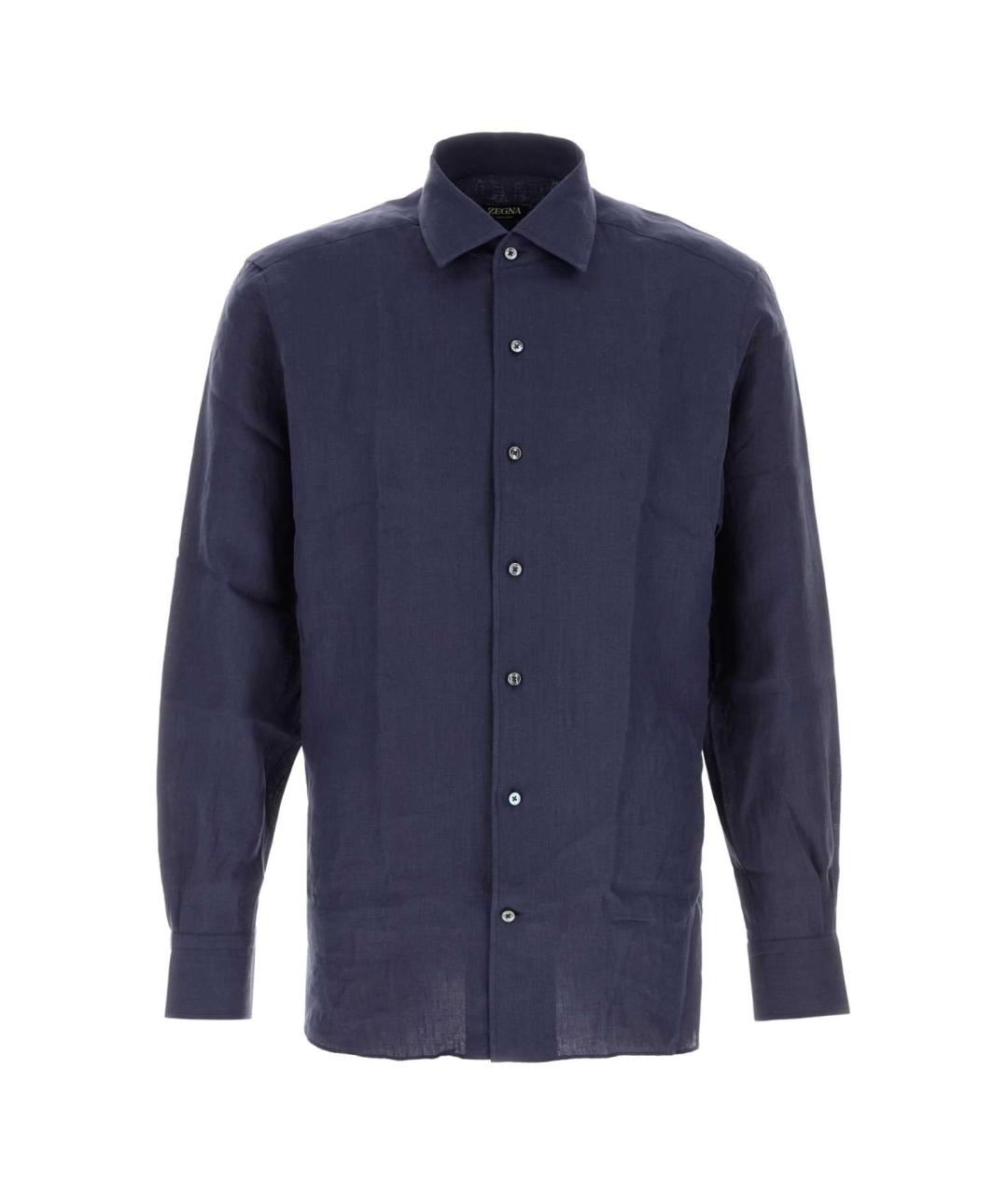 ZEGNA Синяя льняная кэжуал рубашка, фото 1