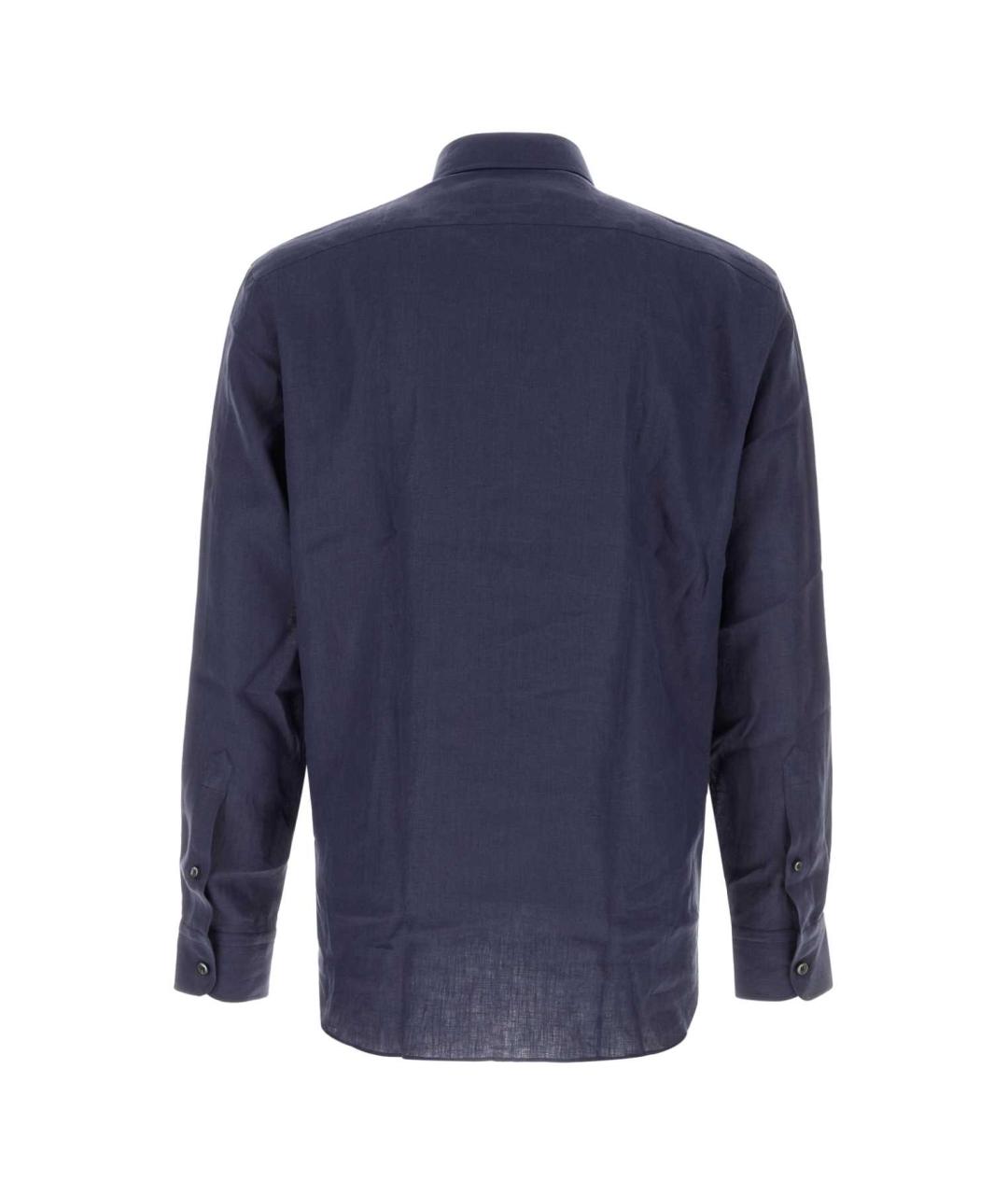 ZEGNA Синяя льняная кэжуал рубашка, фото 2