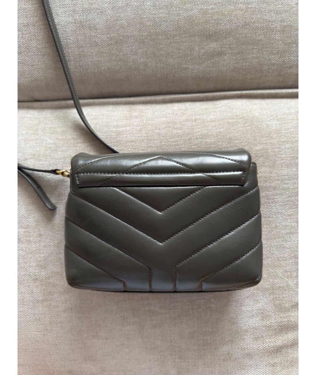 SAINT LAURENT Хаки кожаная сумка через плечо, фото 3