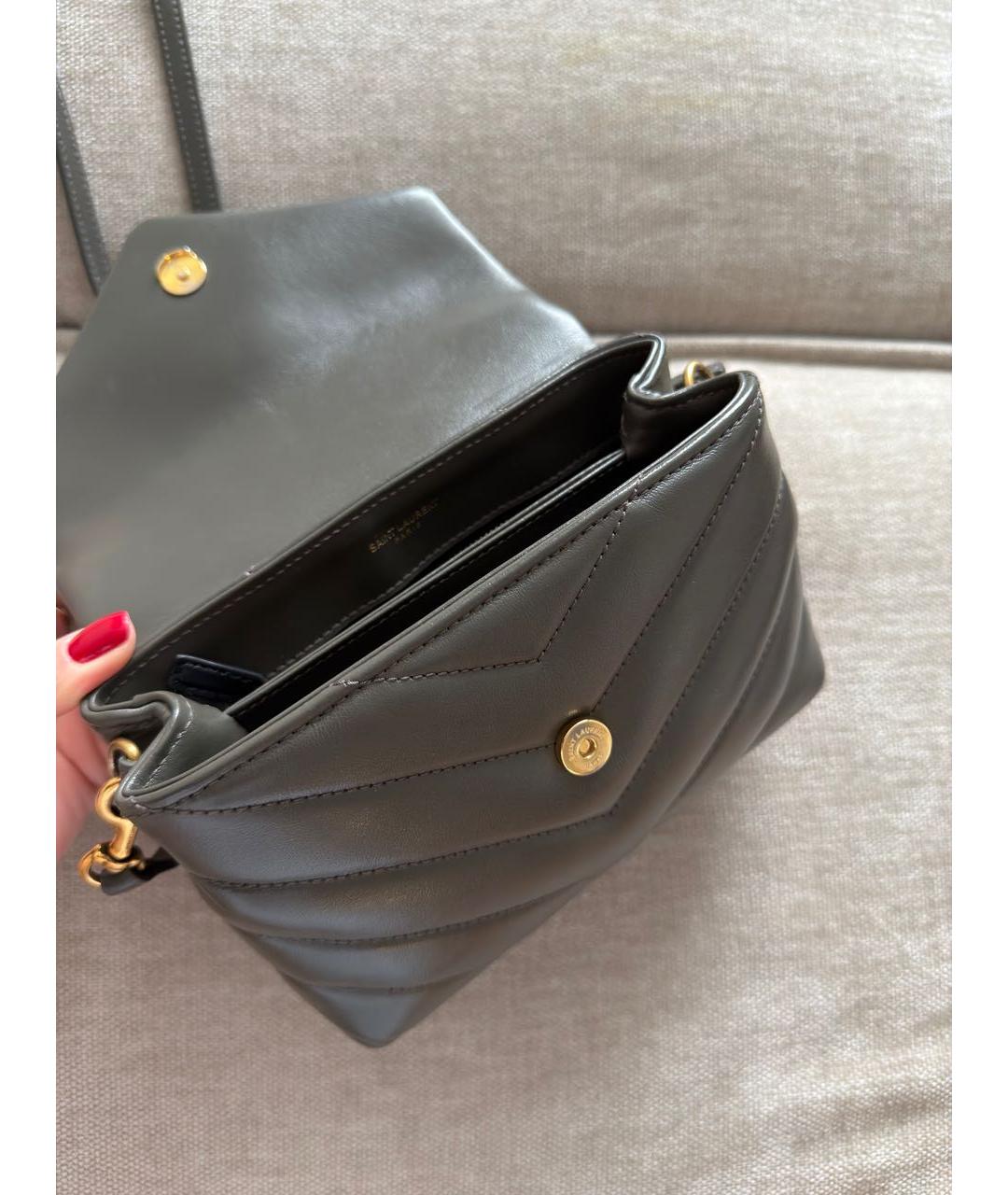SAINT LAURENT Хаки кожаная сумка через плечо, фото 4