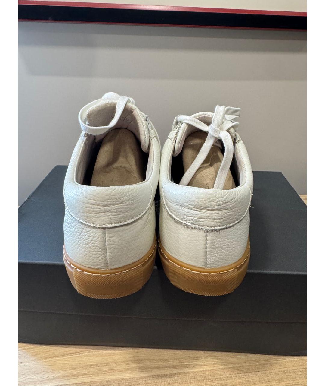 ELEVENTY Белые кожаные низкие кроссовки / кеды, фото 4