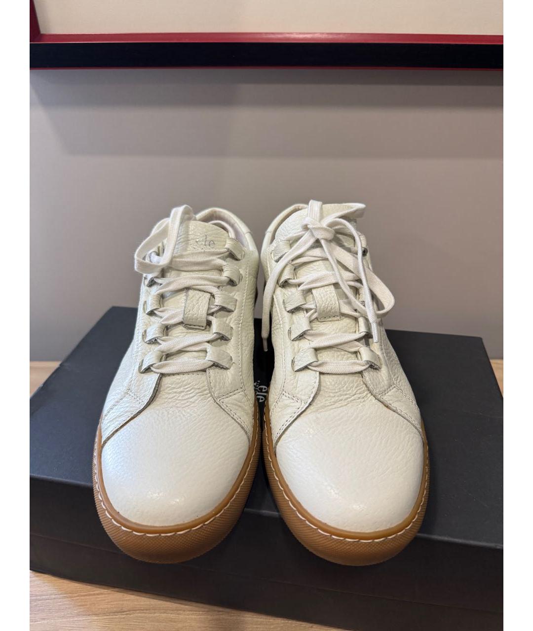 ELEVENTY Белые кожаные низкие кроссовки / кеды, фото 2