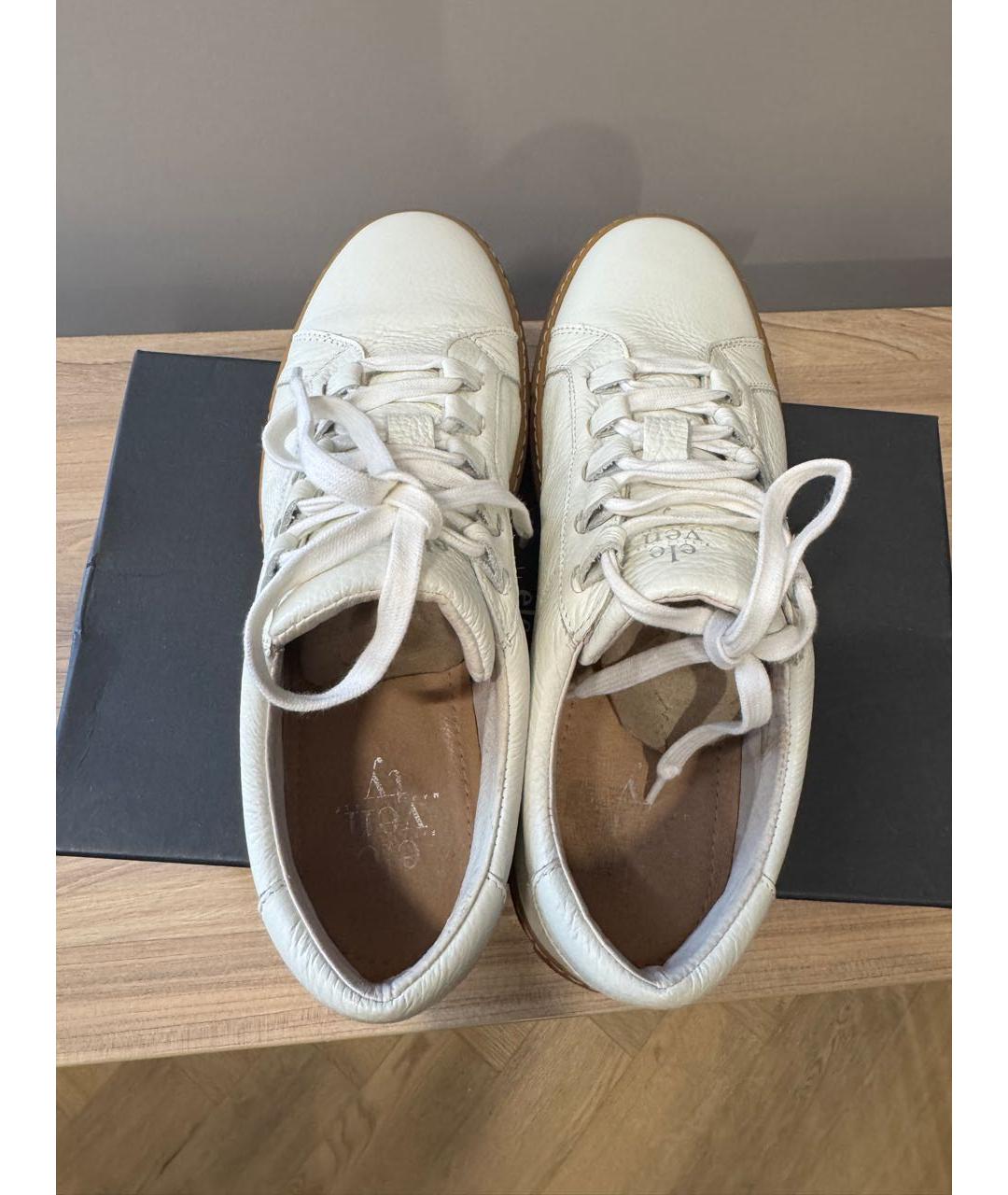 ELEVENTY Белые кожаные низкие кроссовки / кеды, фото 3