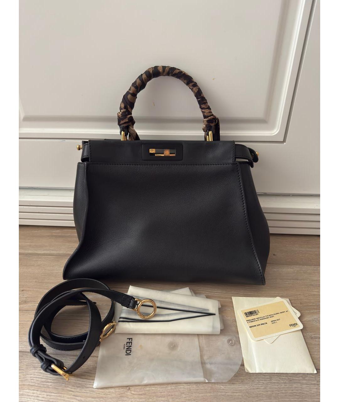 FENDI Черная кожаная сумка через плечо, фото 3