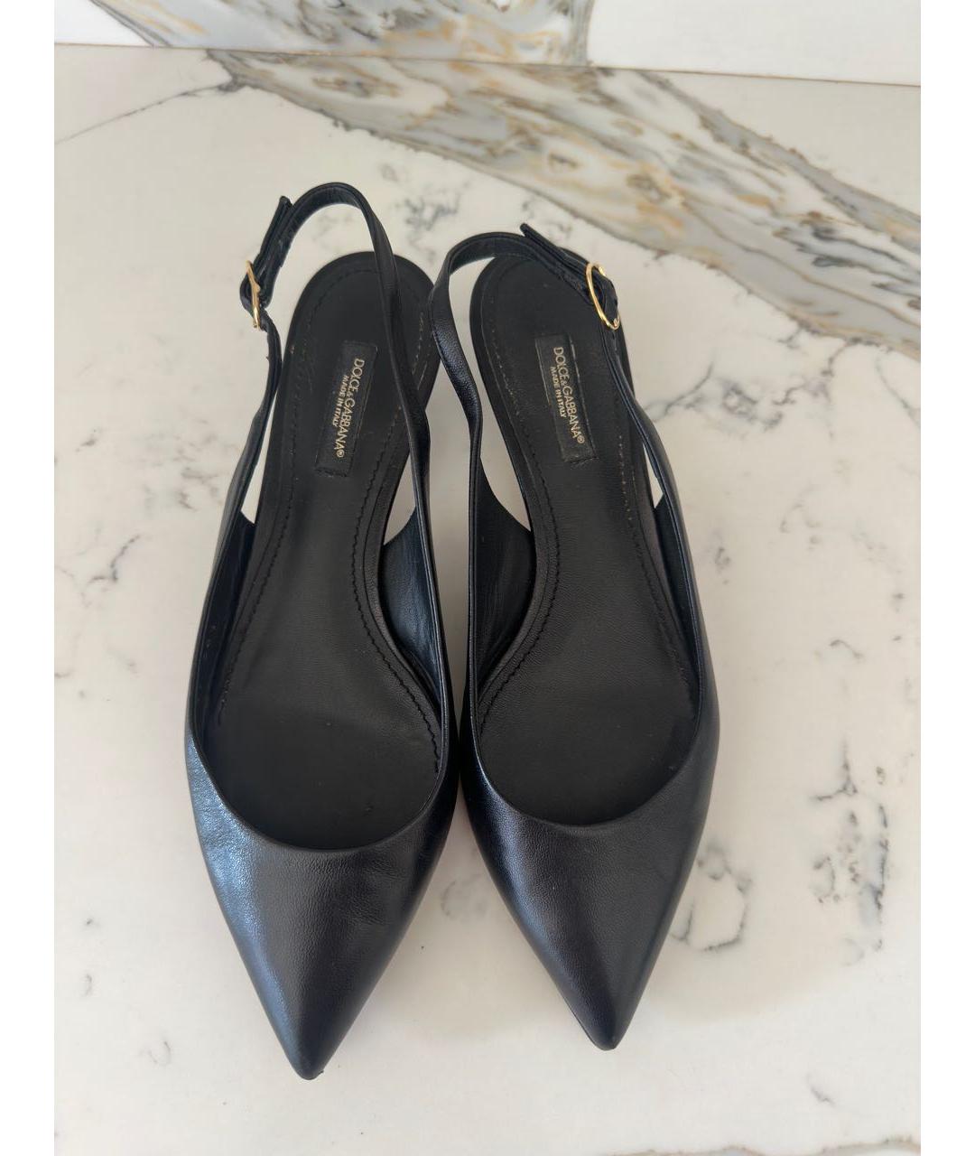 DOLCE&GABBANA Черные кожаные туфли, фото 2