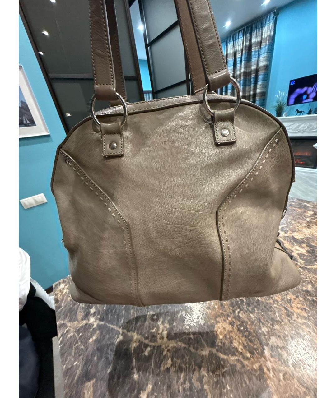 SAINT LAURENT Бежевая кожаная сумка тоут, фото 3