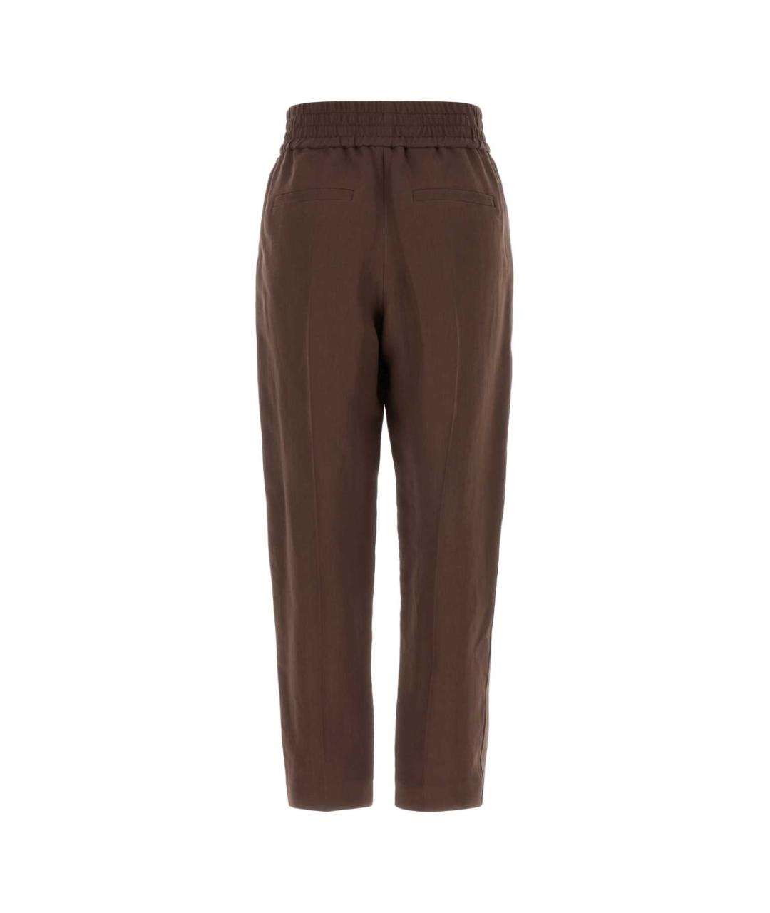 BRUNELLO CUCINELLI Коричневые вискозные прямые брюки, фото 2