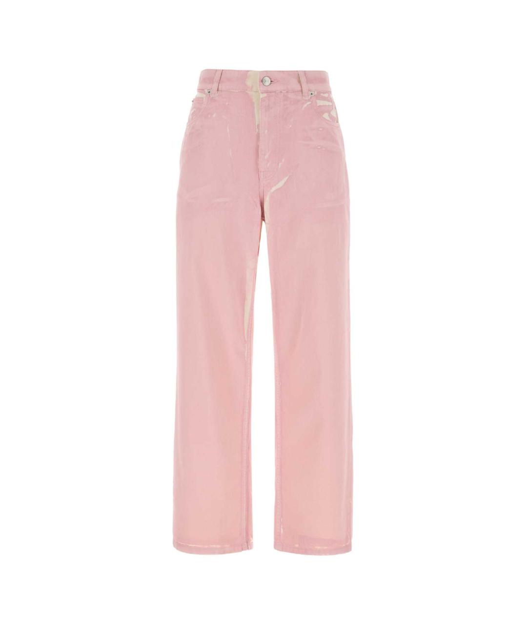 MARNI Розовые хлопковые прямые брюки, фото 1