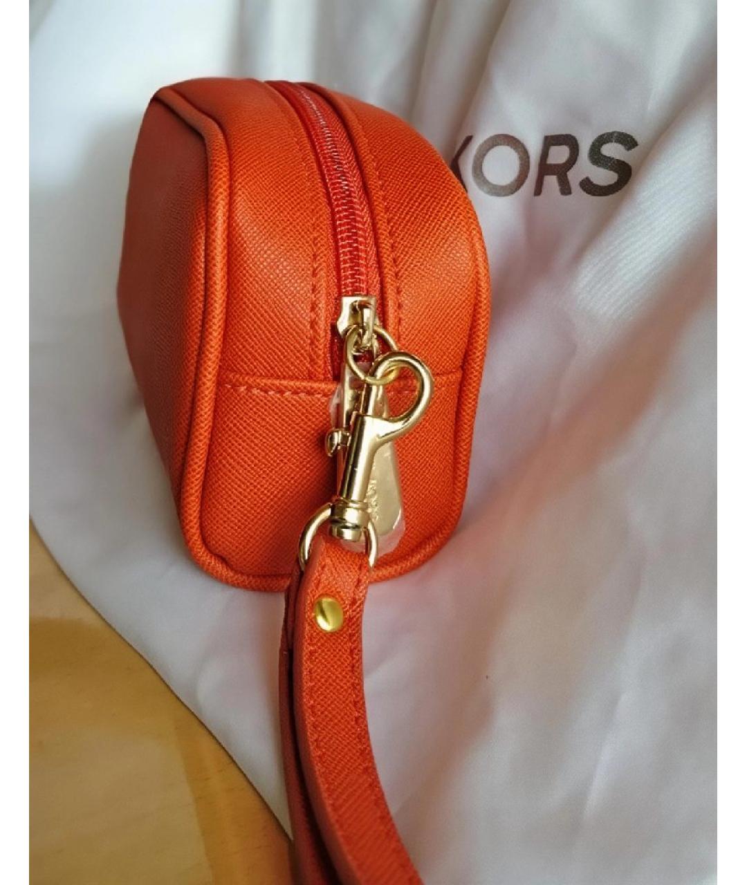 MICHAEL KORS Оранжевая косметичка из искусственной кожи, фото 3
