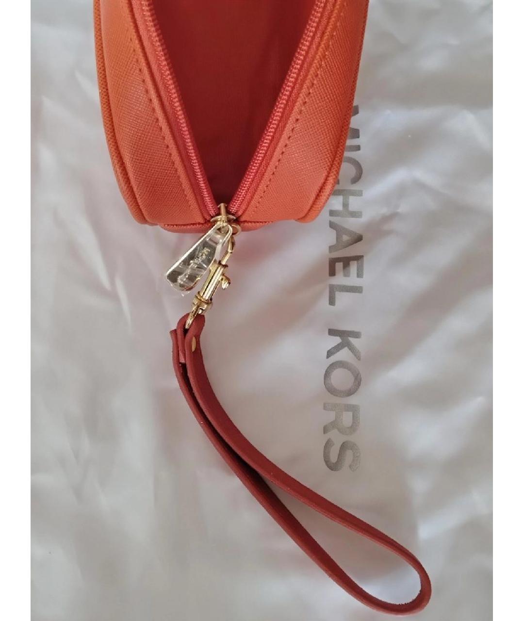 MICHAEL KORS Оранжевая косметичка из искусственной кожи, фото 6