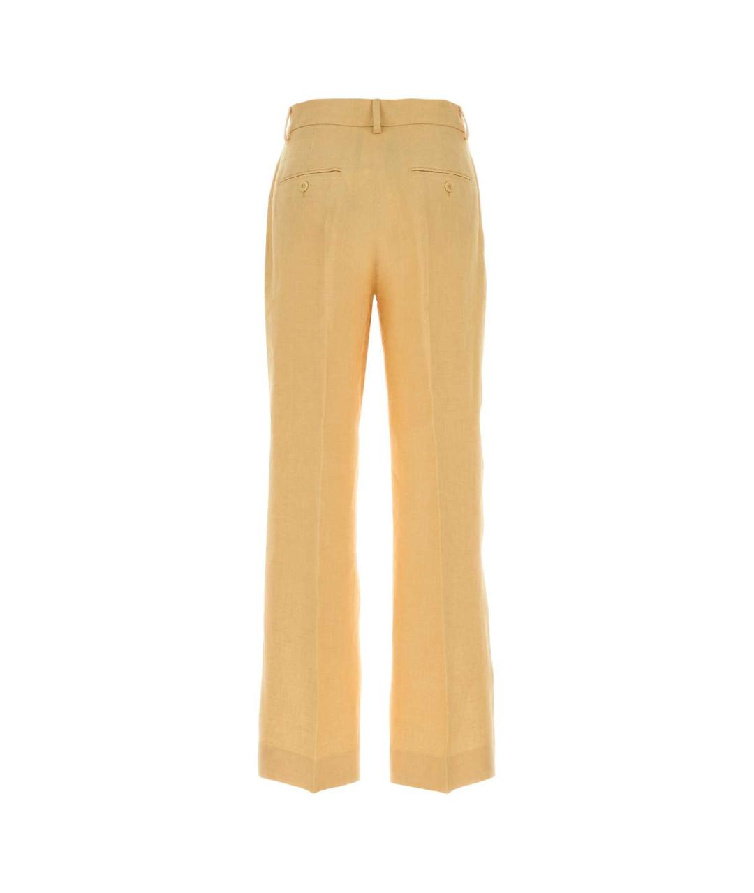 WEEKEND MAX MARA Желтые льняные прямые брюки, фото 2