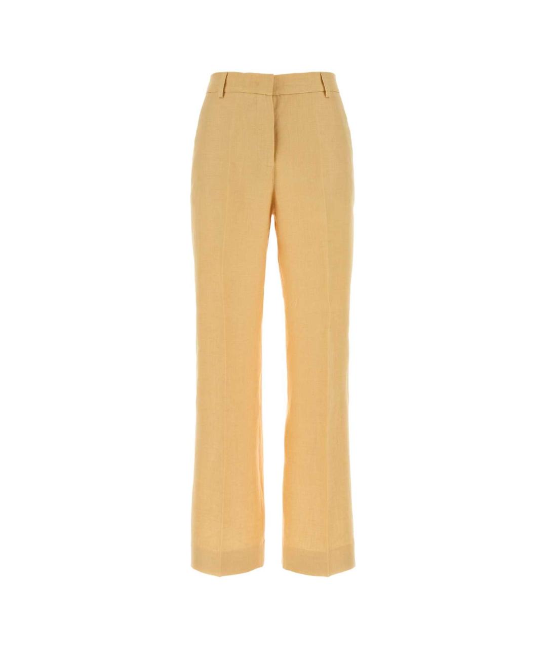 WEEKEND MAX MARA Желтые льняные прямые брюки, фото 1