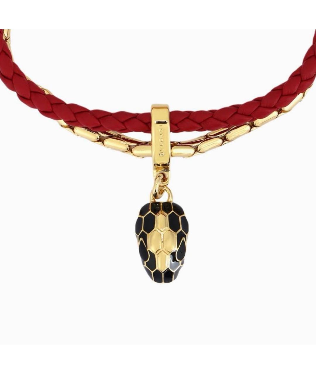 BVLGARI Бордовый кожаный браслет, фото 3