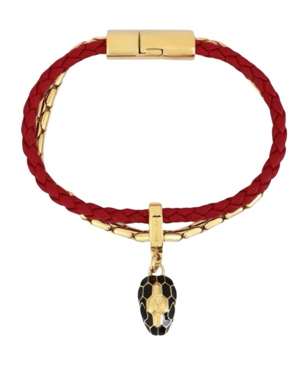 BVLGARI Бордовый кожаный браслет, фото 1