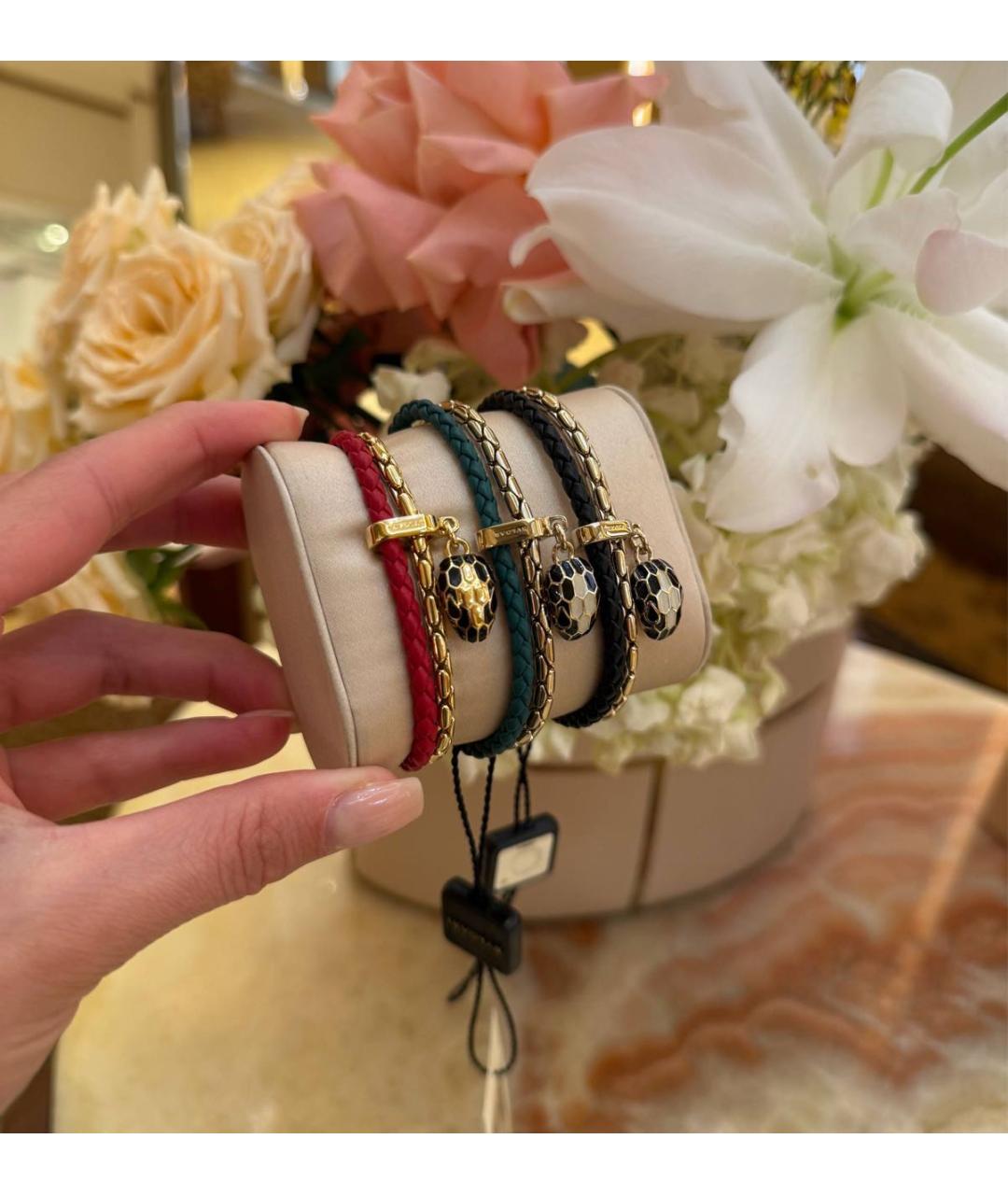 BVLGARI Бордовый кожаный браслет, фото 4