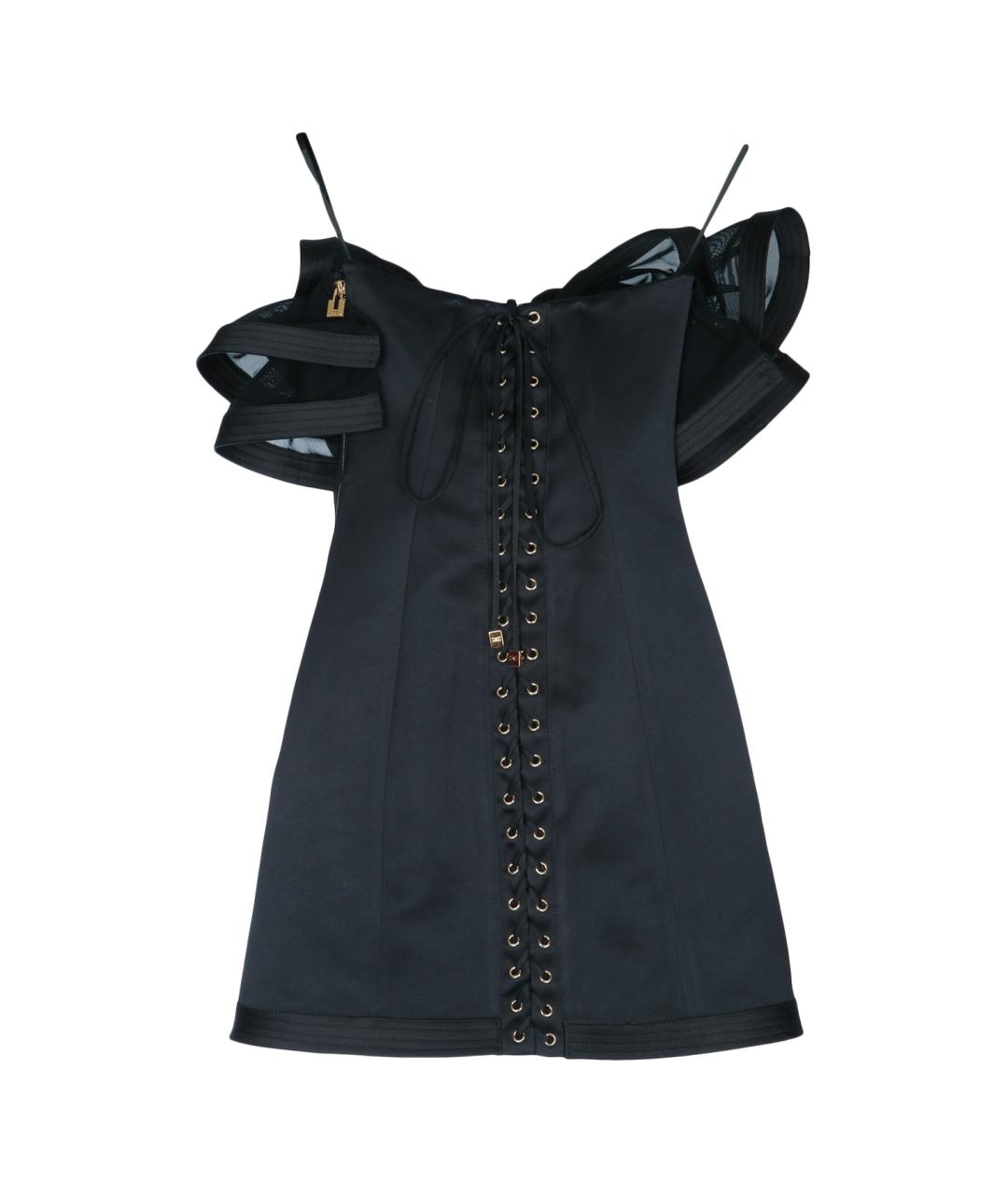 ELISABETTA FRANCHI Черное полиэстеровое коктейльное платье, фото 2