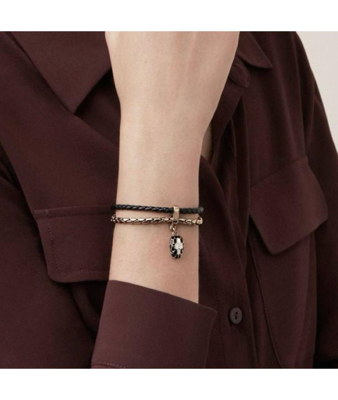 BVLGARI Черный кожаный браслет, фото 3