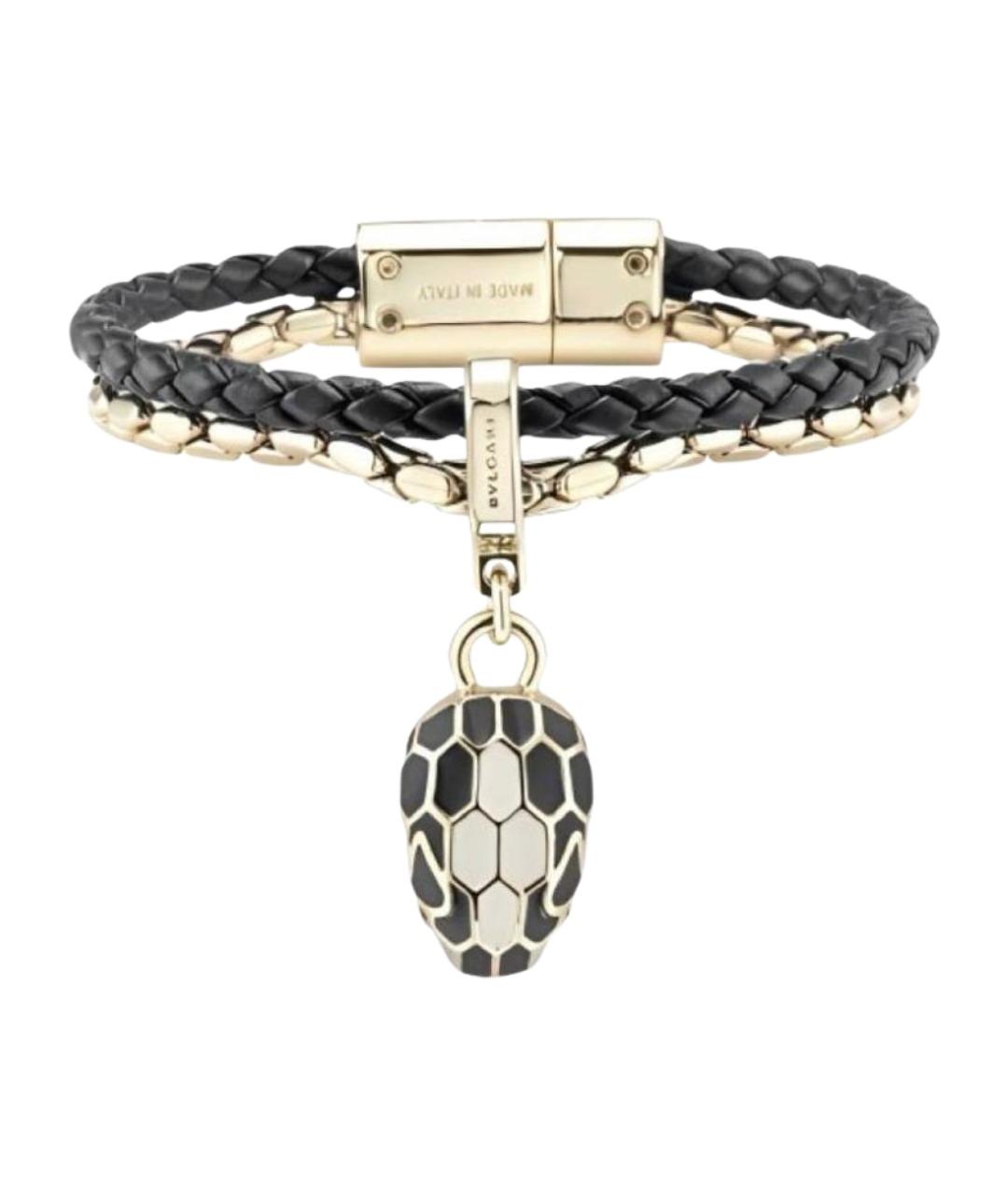 BVLGARI Черный кожаный браслет, фото 1