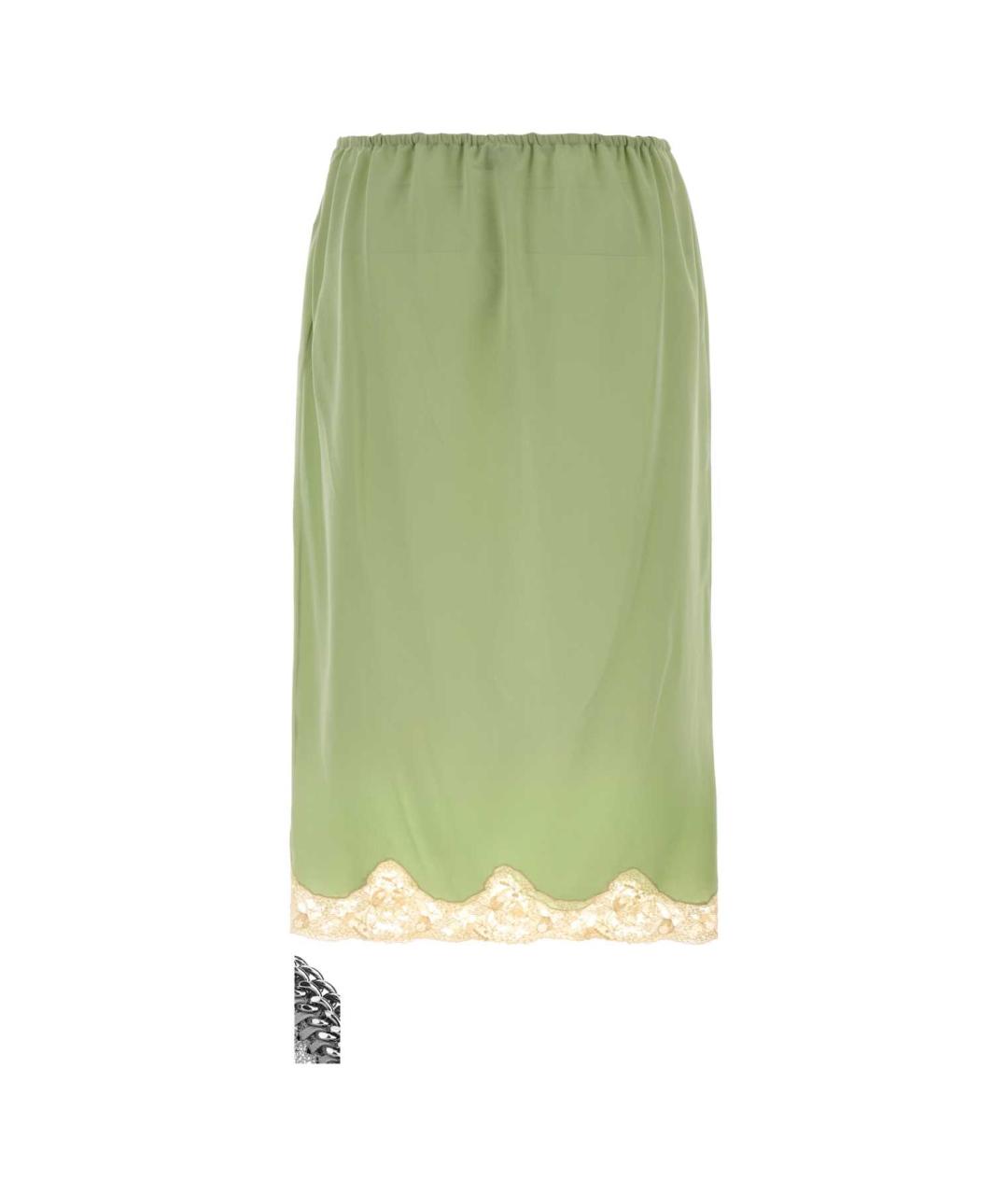 SAINT LAURENT Зеленая шелковая юбка миди, фото 2