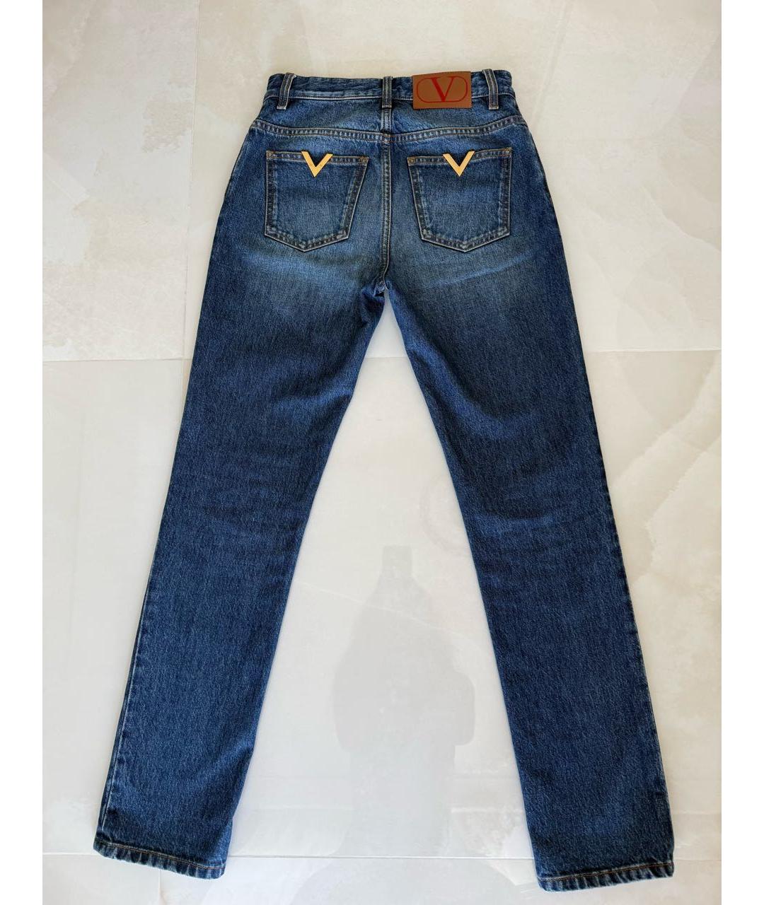 VALENTINO Темно-синие хлопковые прямые джинсы, фото 9