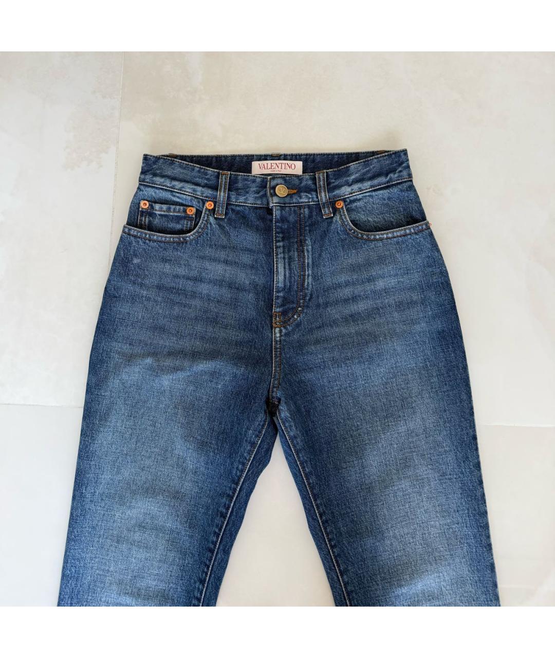 VALENTINO Темно-синие хлопковые прямые джинсы, фото 3