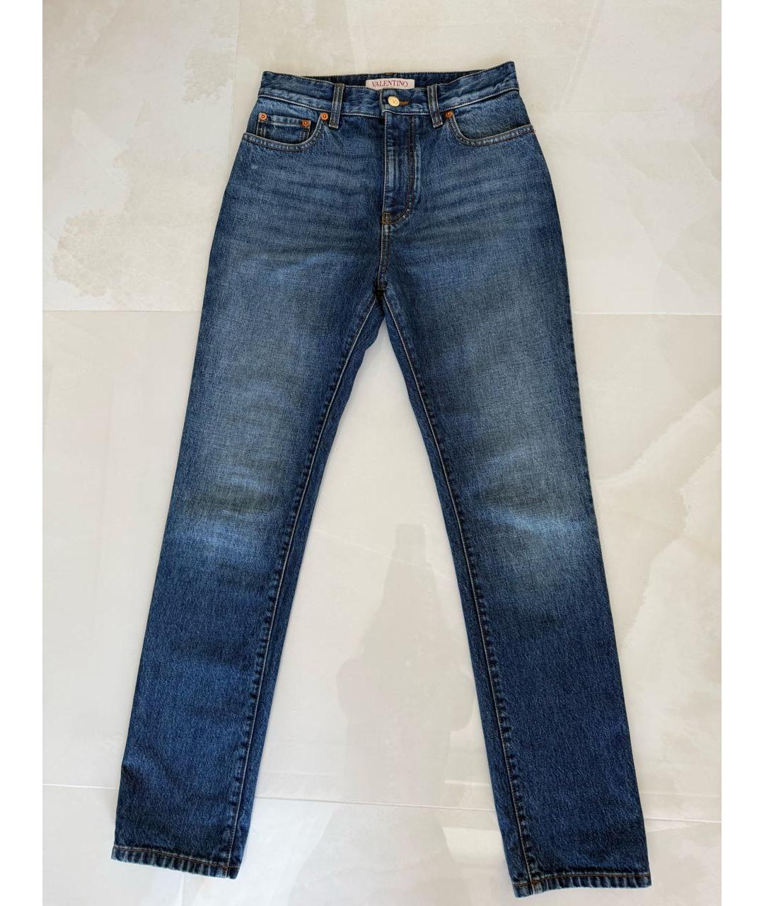 VALENTINO Темно-синие хлопковые прямые джинсы, фото 2