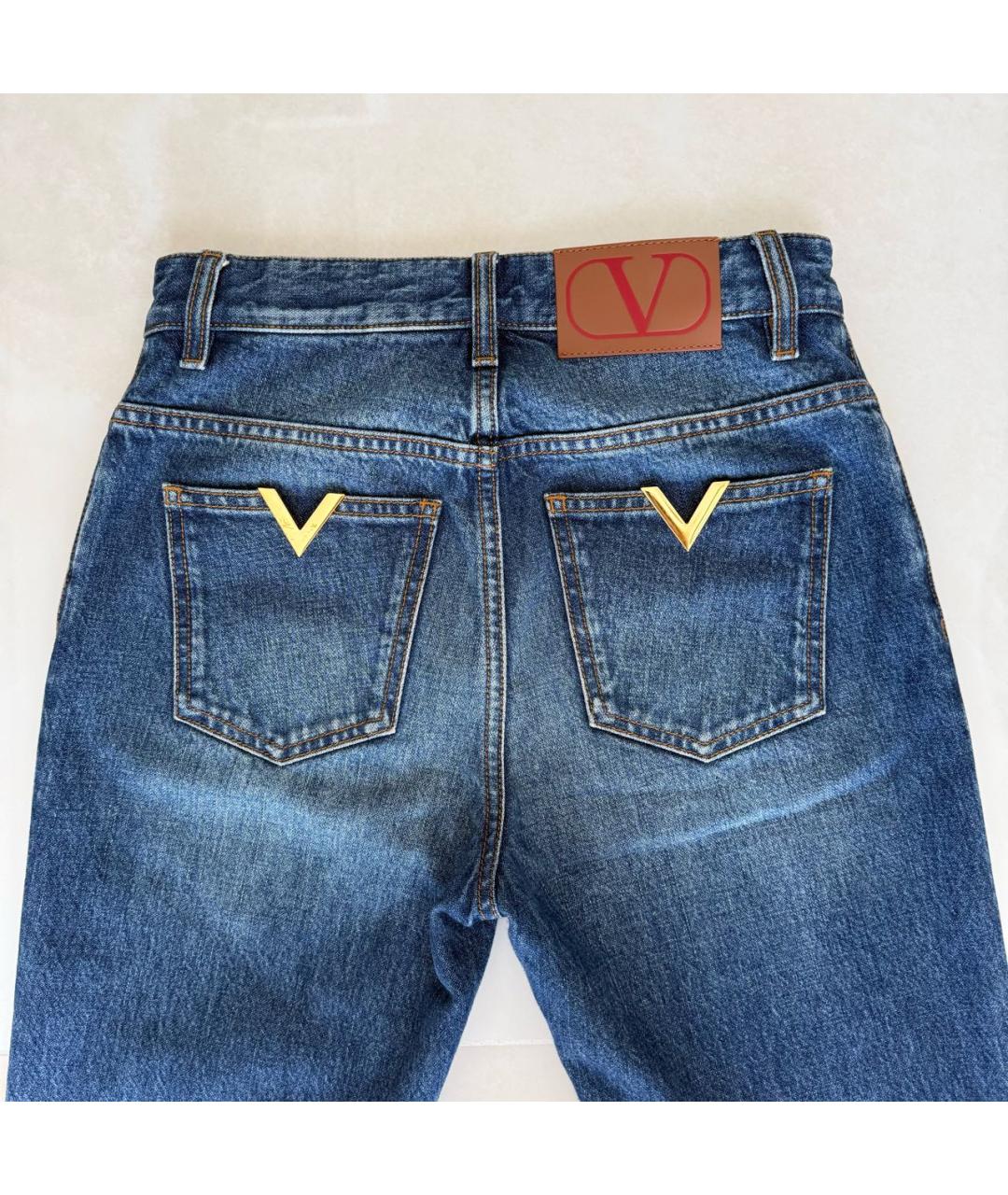 VALENTINO Темно-синие хлопковые прямые джинсы, фото 4