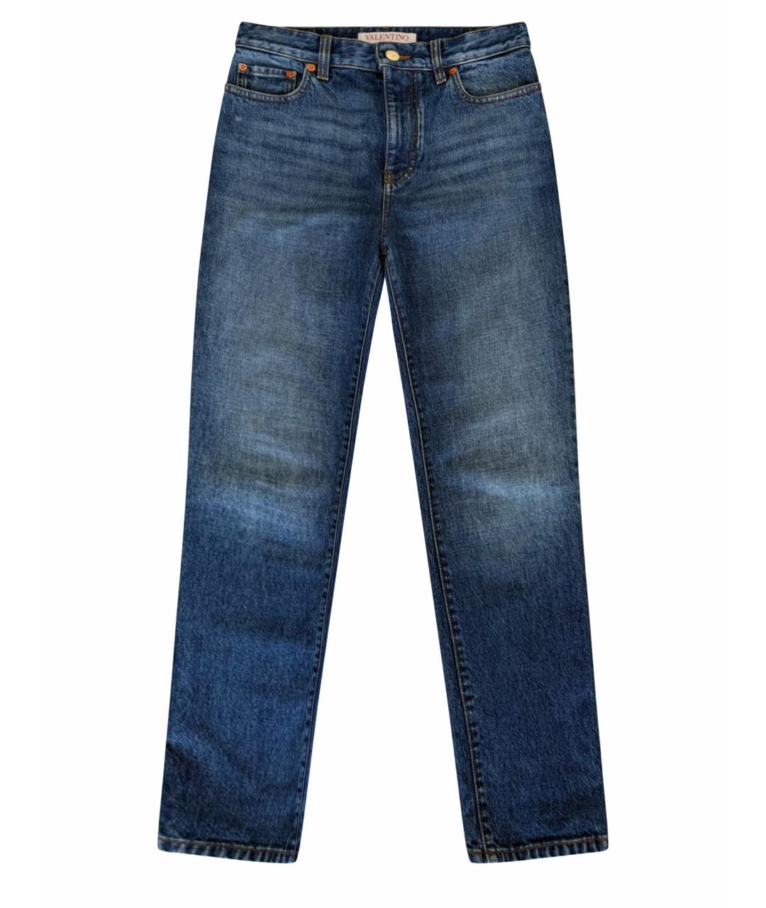 VALENTINO Темно-синие хлопковые прямые джинсы, фото 1