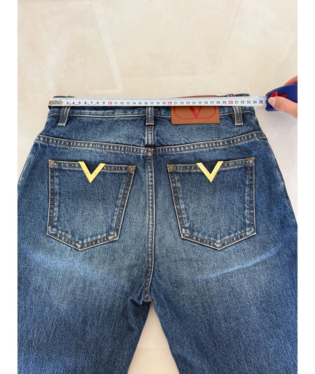 VALENTINO Темно-синие хлопковые прямые джинсы, фото 8
