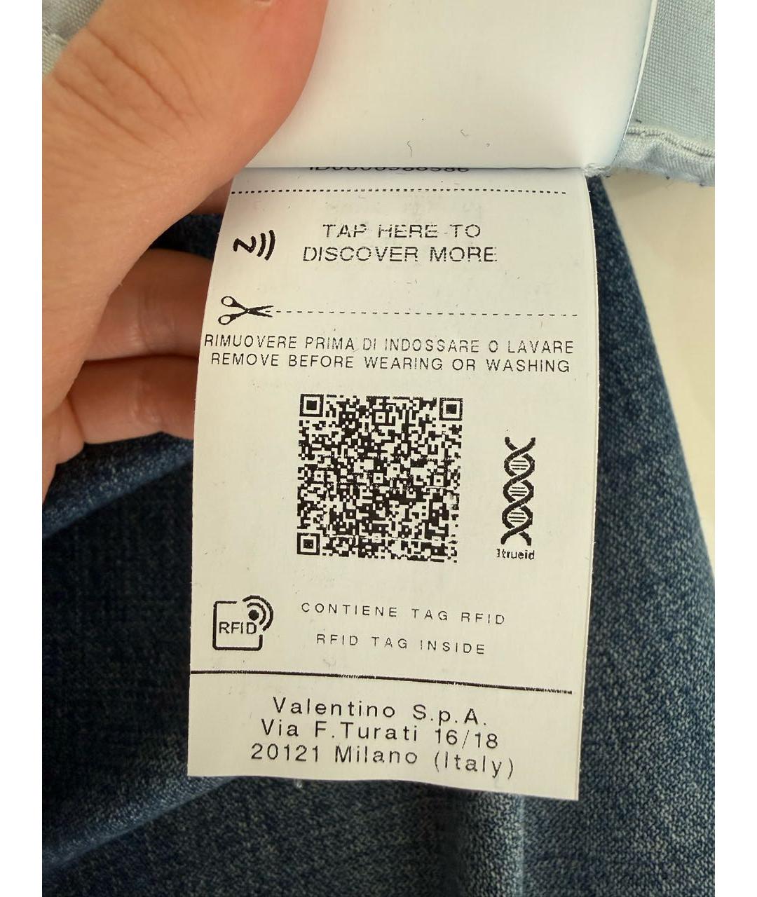 VALENTINO Темно-синие хлопковые прямые джинсы, фото 6